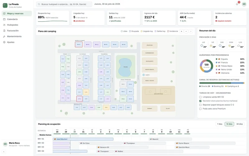 Captura de Pinada, ejemplo de software de gestión a medida