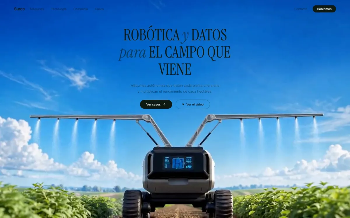 Web Surco — Agrotecnología y maquinaria agrícola autónoma