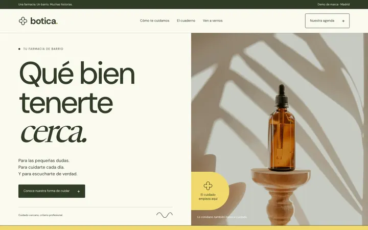 Tema Botica, ejemplo de diseño web para farmacias