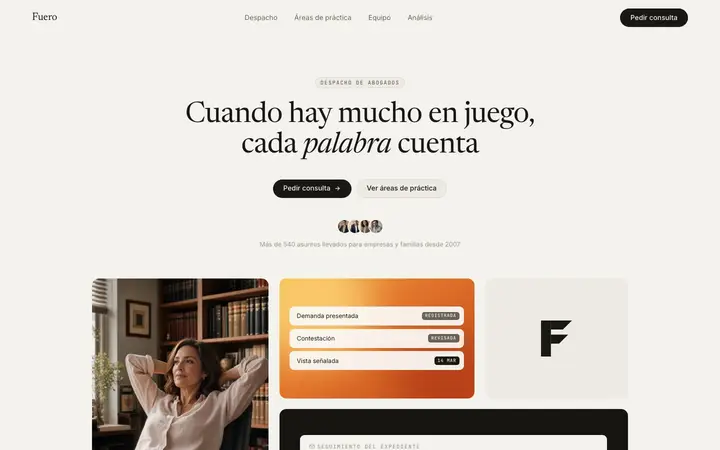 Tema Fuero, ejemplo de diseño web para abogados y despachos