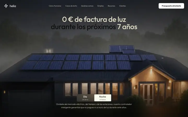 Tema Helia, ejemplo de diseño web para energía y renovables