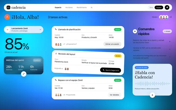 Cadencia, paneles de control: demo con IA integrada