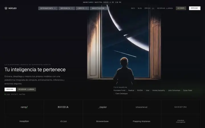 Demo Núcleo, web para infraestructura de inteligencia artificial