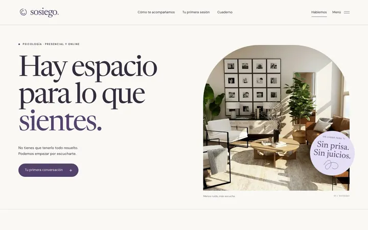 Tema Sosiego, ejemplo de diseño web para psicólogos y terapeutas