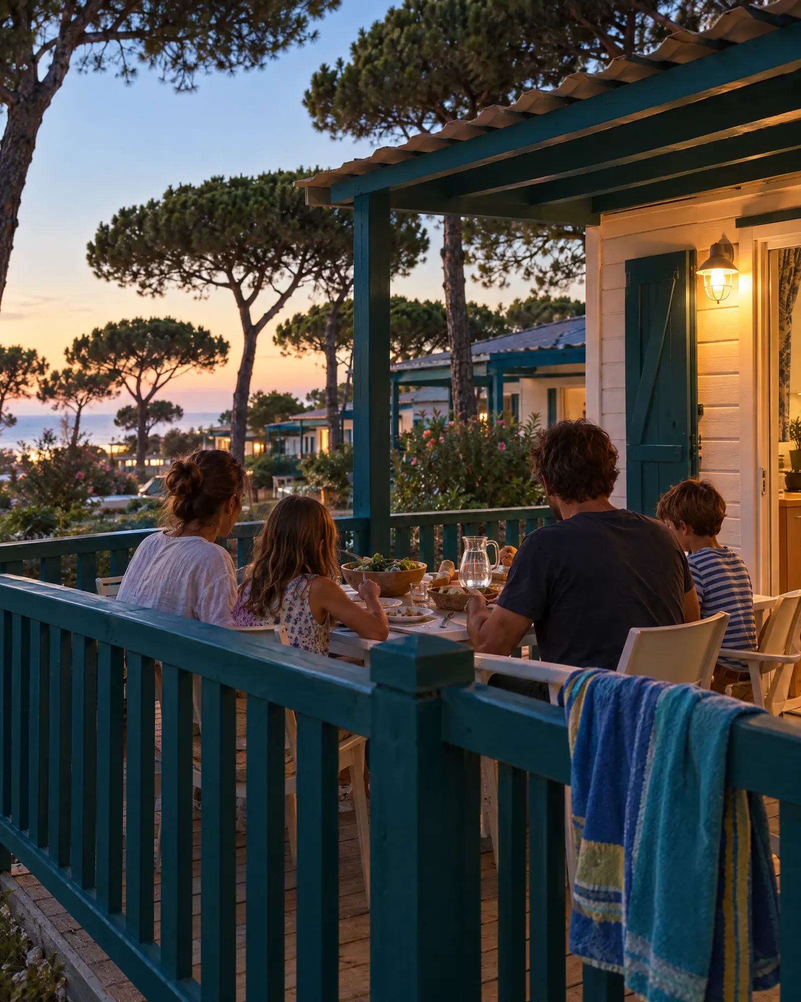 Cena temprana en el porche