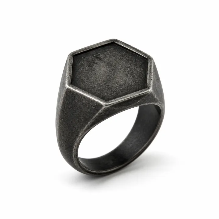 Anillo Hexa de plata oxidada