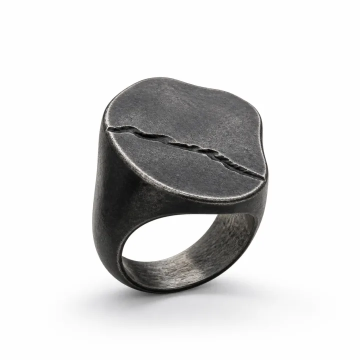 Anillo Sello de plata oxidada